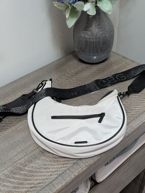 BCBGeneration White and Black Crescent Crossbody
